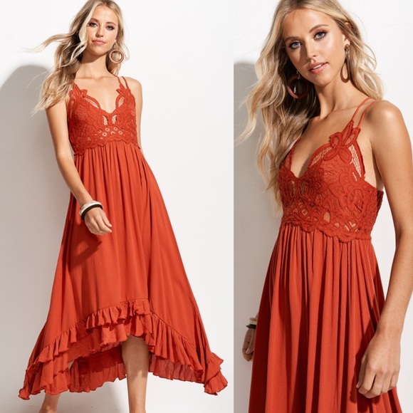 Marsala | Boho Crochet Floral Lace Maxi Dress - Picture 3 of 6